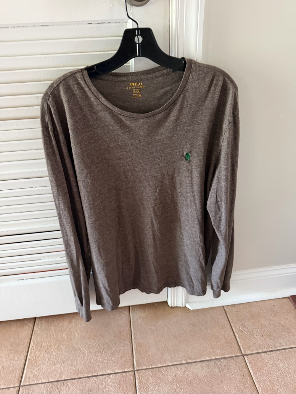 Polo Ralph Lauren Men’s Gray Long Sleeve Crew Neck T-Shirt Logo Size L